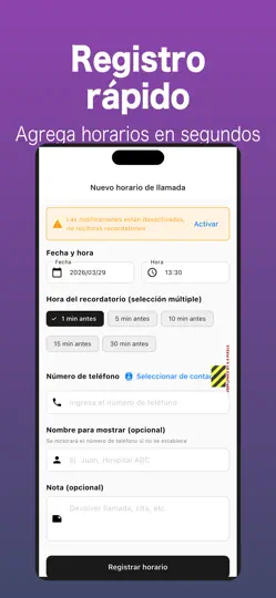 Captura de pantalla de Call Scheduler en iPhone 2