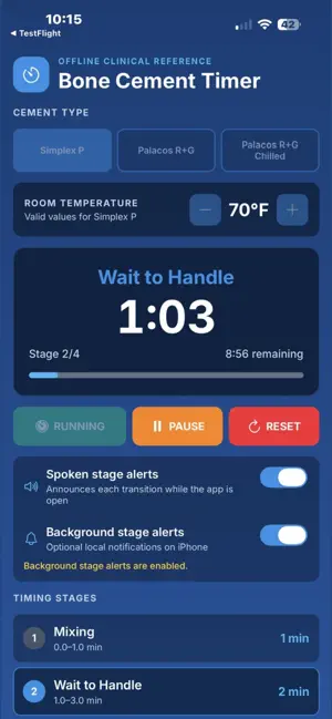 Bone Cement Timer screenshot 2