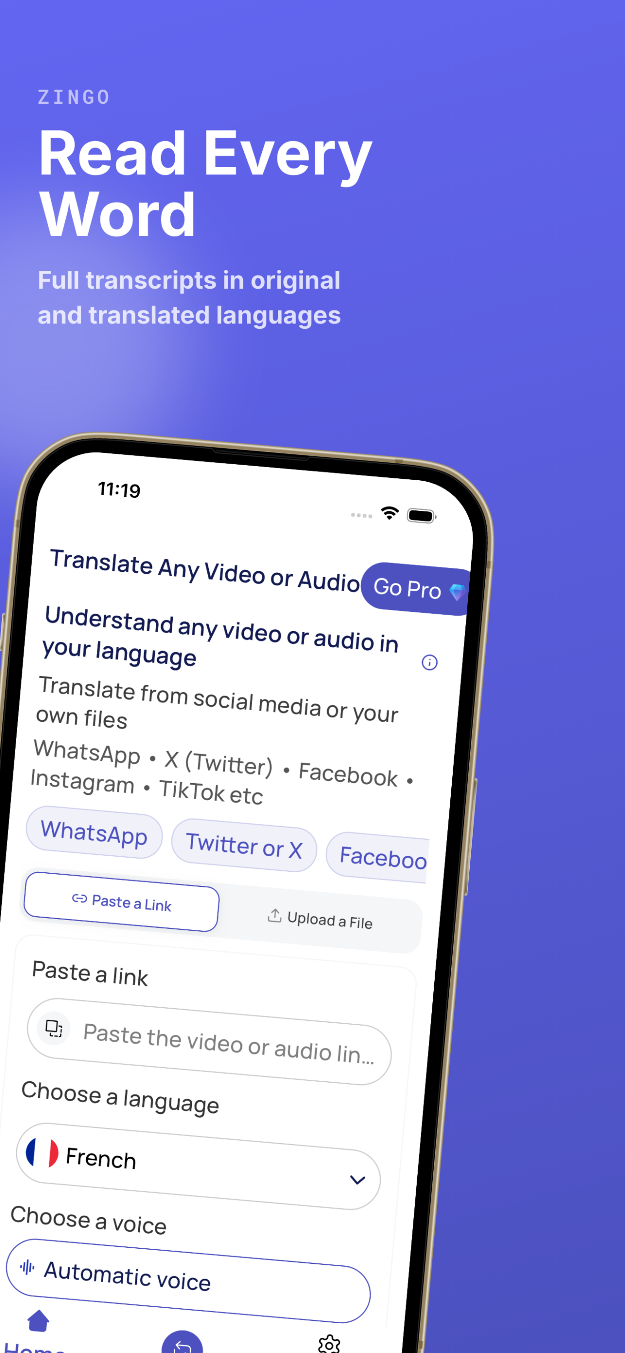 Translate Video & Audio: Zingo