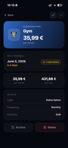 Rata - Tracker Abbonamenti screenshot