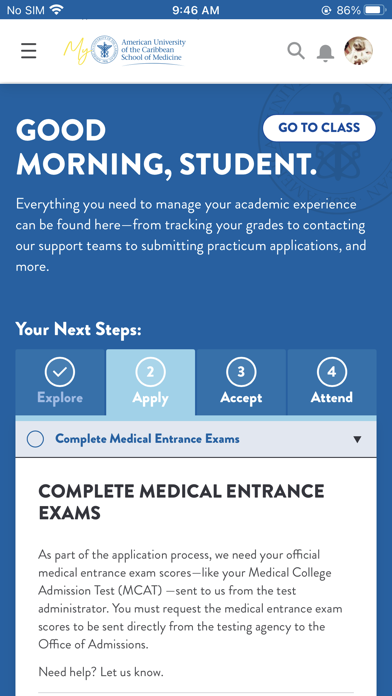 My AUC Med: Student Portal Screenshot