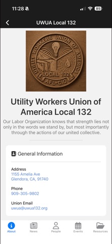 UWUA Local 132 iPhone screenshot