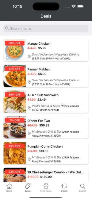 Free and Half Price Menu screenshot 3