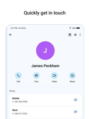 Contacts For Call iPad screenshot