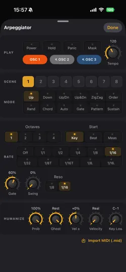 Screenshot von Tonic Synth — AUv3 auf dem iPhone 3