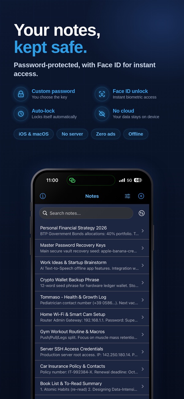 secure notes - memo and lists iphone images 1
