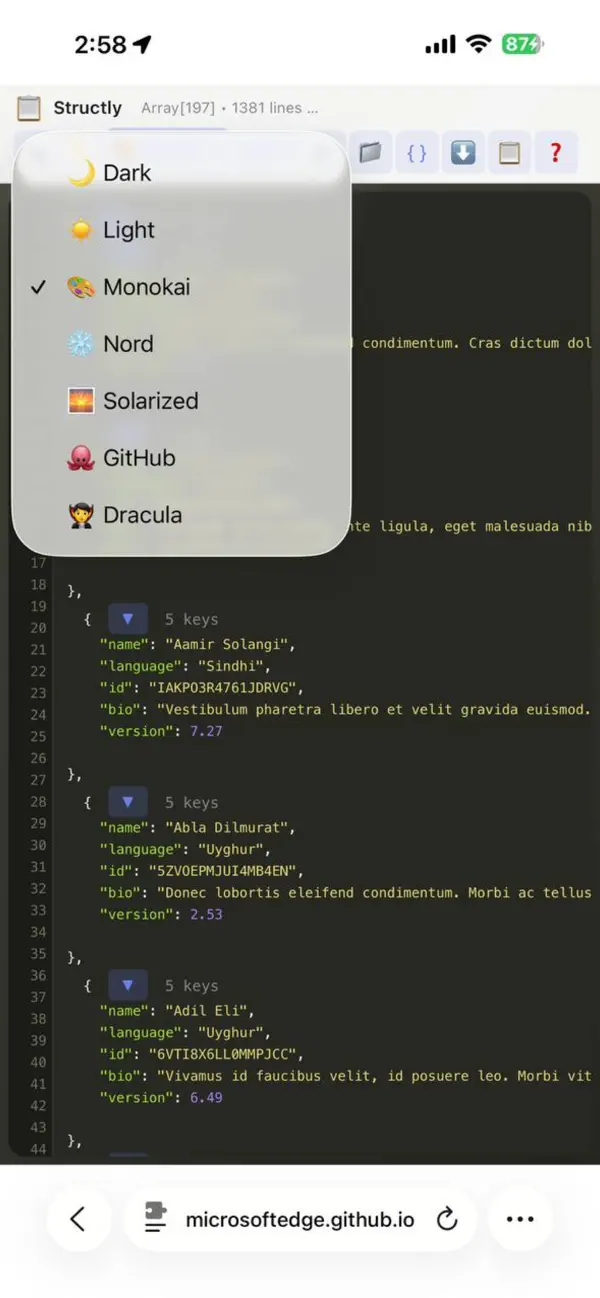 #4. Structly - JSON Formatter (iOS) Oleh: Chen He