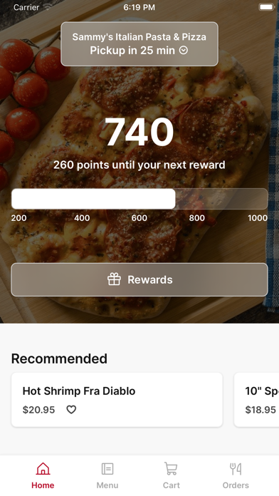 Sammy's Italian Pasta & Pizza iPhone screenshot 1 - Food & Drink app