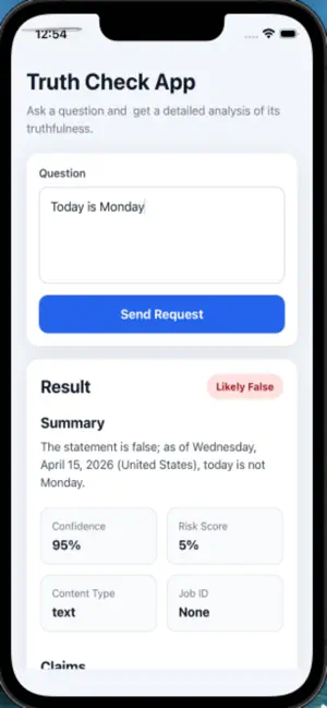 Truthcheck App screenshot 1