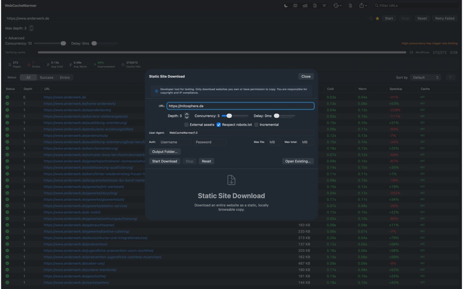 #3. WebCacheWarmer (macOS) Με: Jeannot Muller