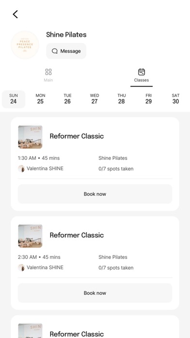 Shine Pilates Screenshot