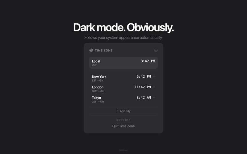 Time Zone: Menu Bar iPhone screenshot
