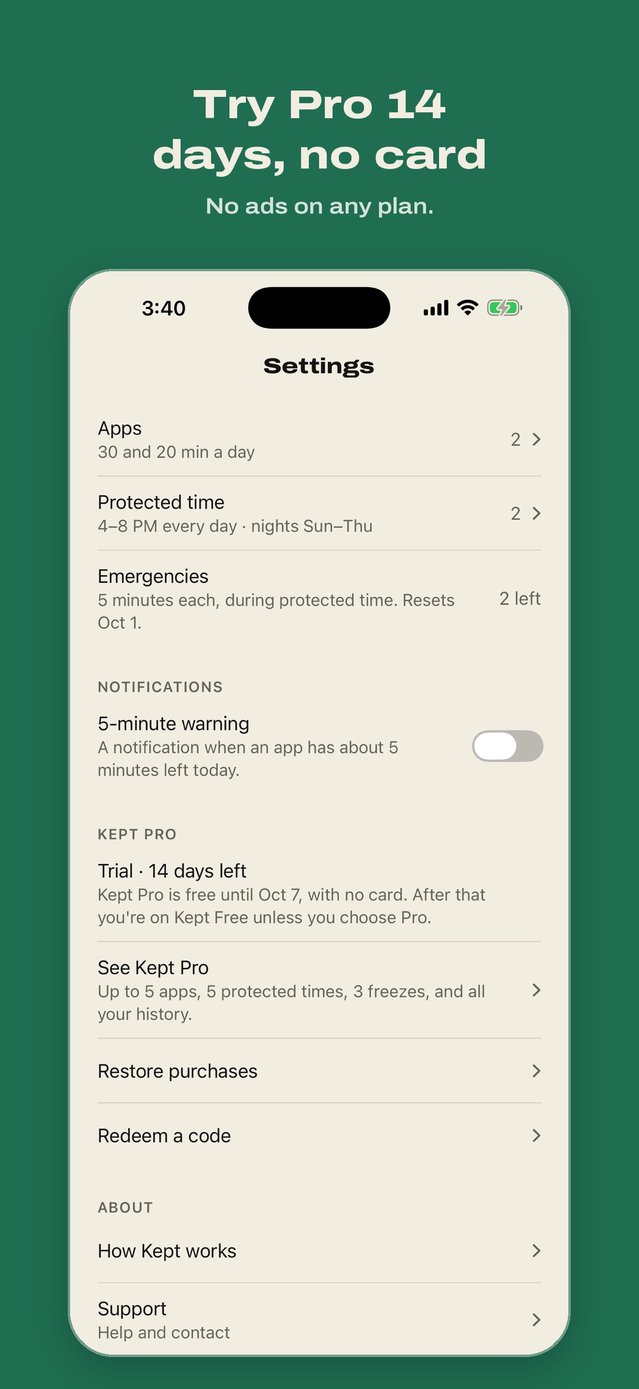 Screenshot 6 of Kept: Screen Time Limits
