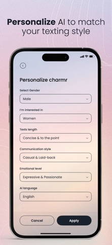 Charmr AI: Texting Wingman iPhone screenshot
