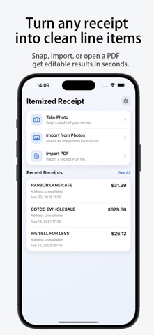 Itemized Receipt Screenshot 1 of 4