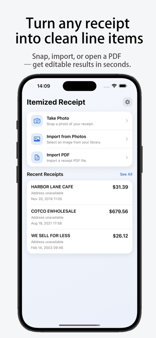 Itemized Receipt Screenshot 1 of 4