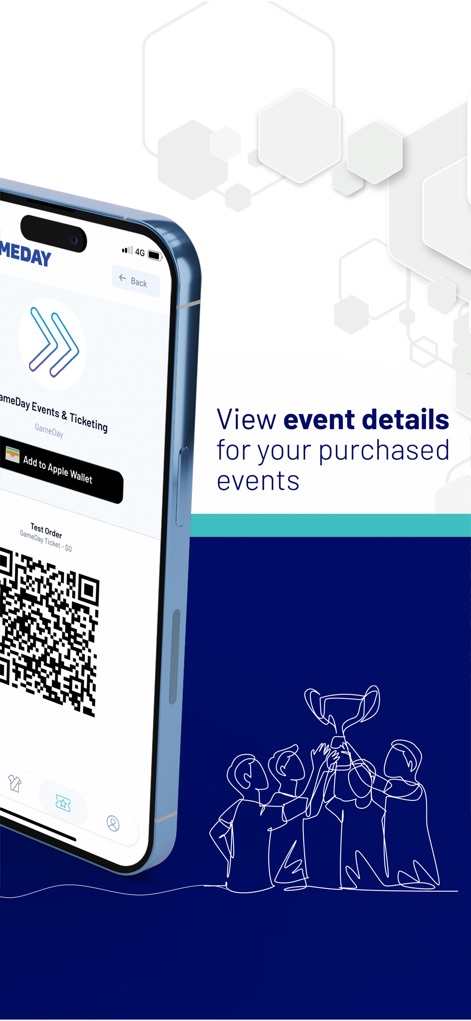 GameDay App - Nutzer können die Details ihrer gekauften Events einsehen und ihr digitales Ticket bequem per QR-Code für den schnellen Einlass nutzen.