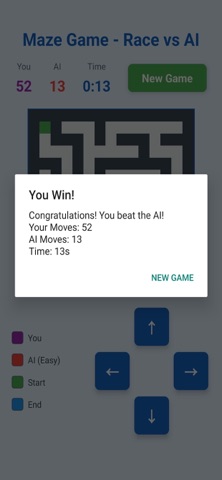 Maze Game - Race vs AI screenshot