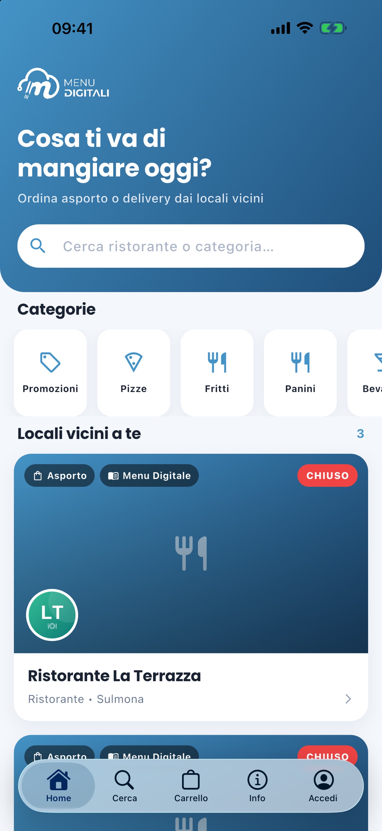 Screenshot 1 of Menù Digitali