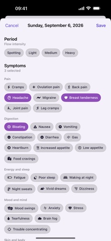 Ciclara: Period & Cycle iPhone screenshot