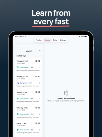 Fasting Timer: Daily Log iPad screenshot