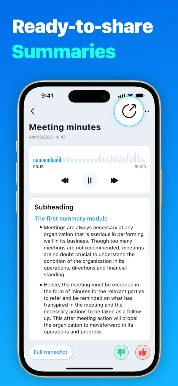 #5. AI Meeting Notes: Auto Summary (iOS) By: TranVision AI