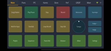 FL Studio Remote - Esta interfaz proporciona controles de transporte fundamentales como Play/Pause y Stop, junto con acceso directo a funciones vitales como el Playlist y el Mixer, optimizando el flujo de trabajo.