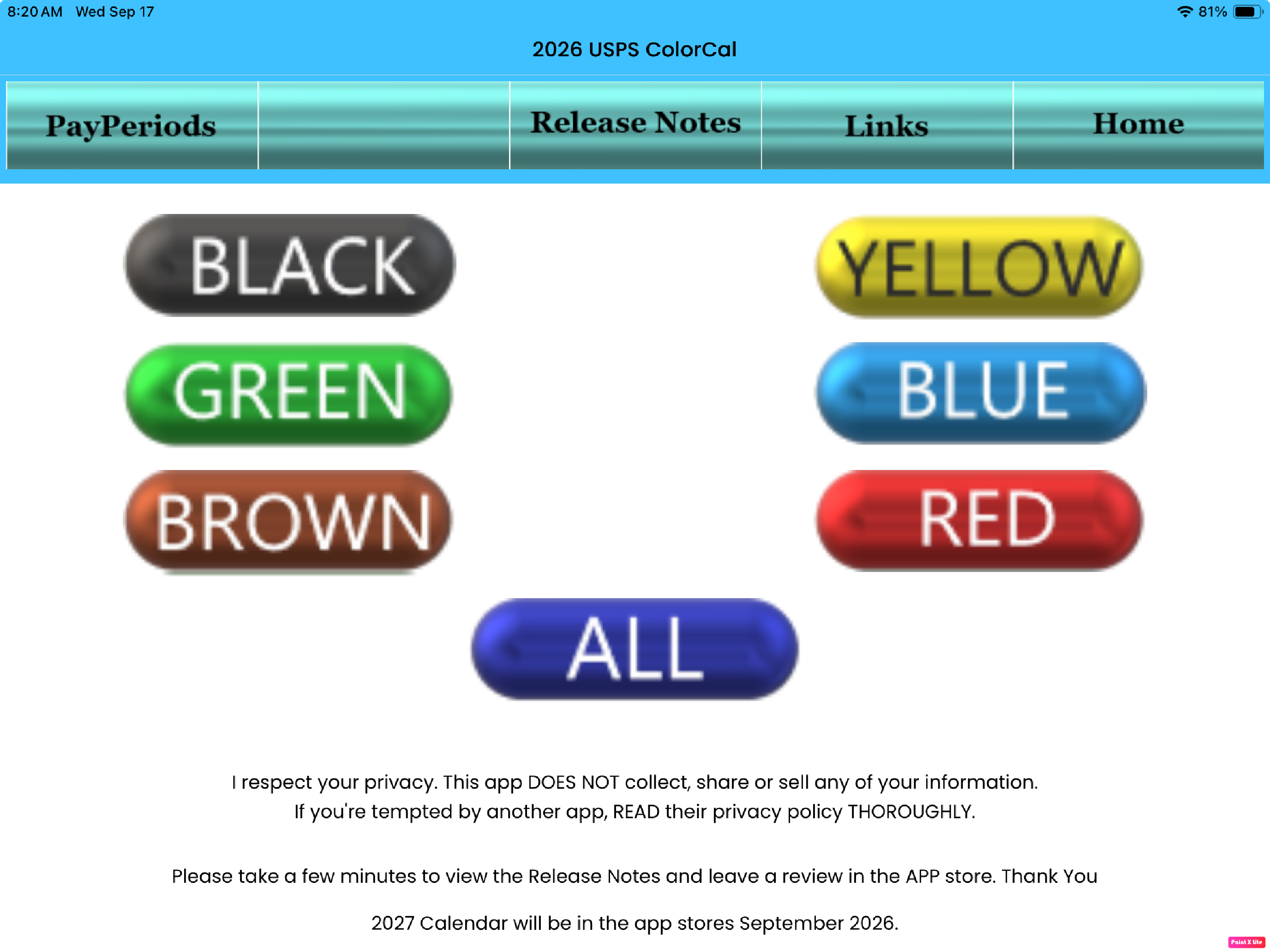 2026 USPS ColorCal Calendar screenshot 4