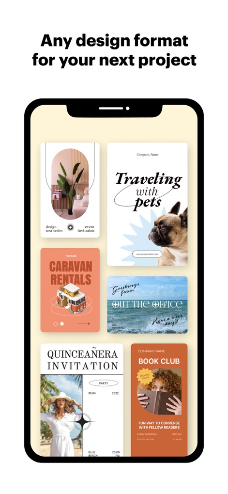 VistaCreate: Graphic Design - Observe the app's versatility in supporting various design formats, from event invitations to social media posts, catering to diverse project needs.