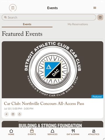 Detroit Athletic Club iPad screenshot