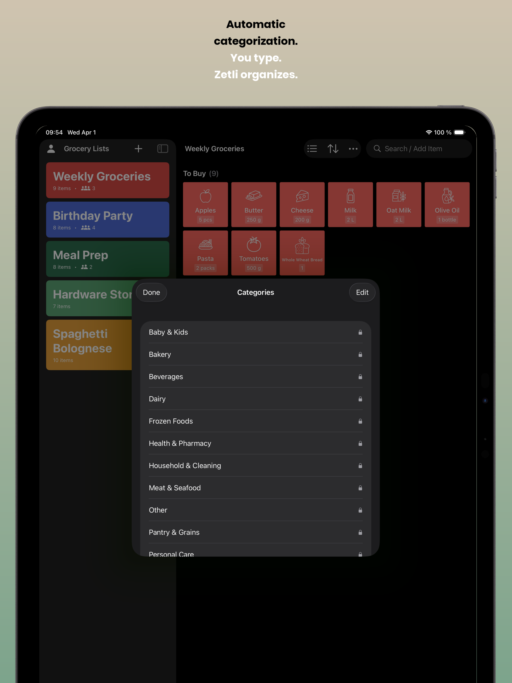 Grocery List – Zetli