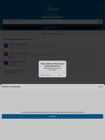 Sims tracking iPad screenshot