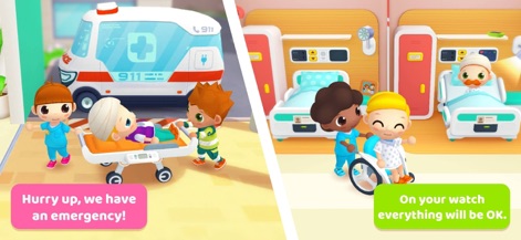 Central Hospital Stories - The app captures the urgency of emergency situations, from ambulance arrivals with gurney transfers to compassionate patient care in hospital beds.