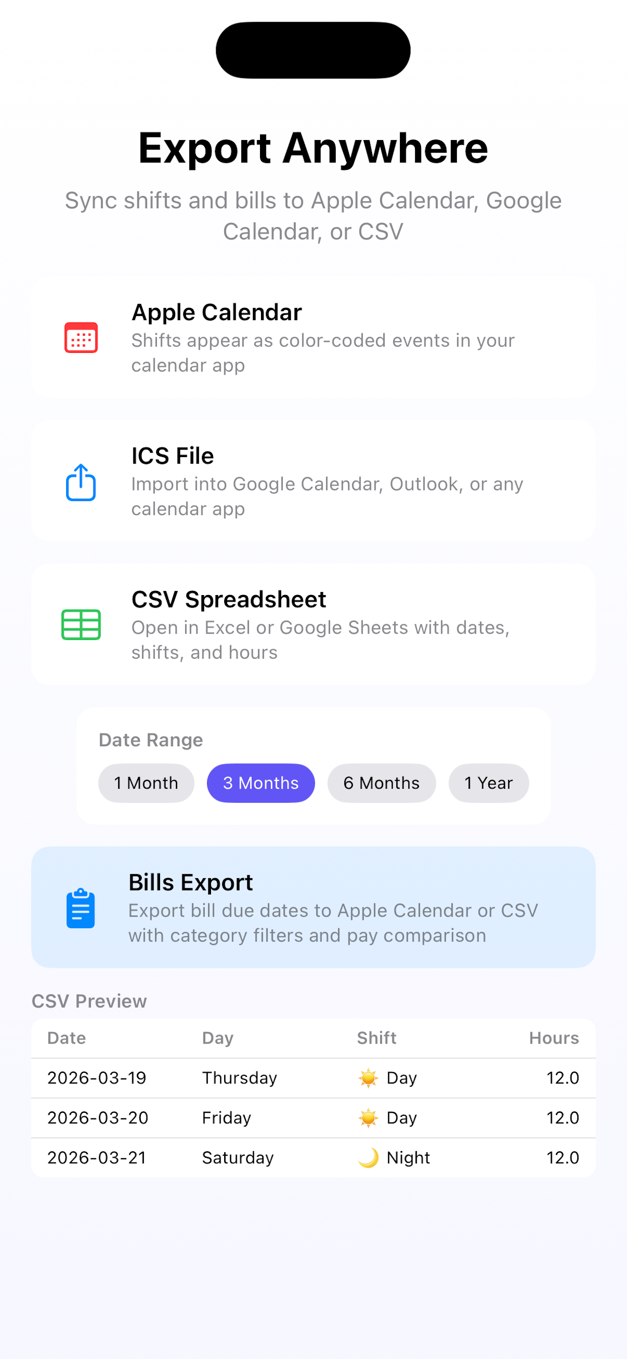 Shift Worker Calendar & Alarm