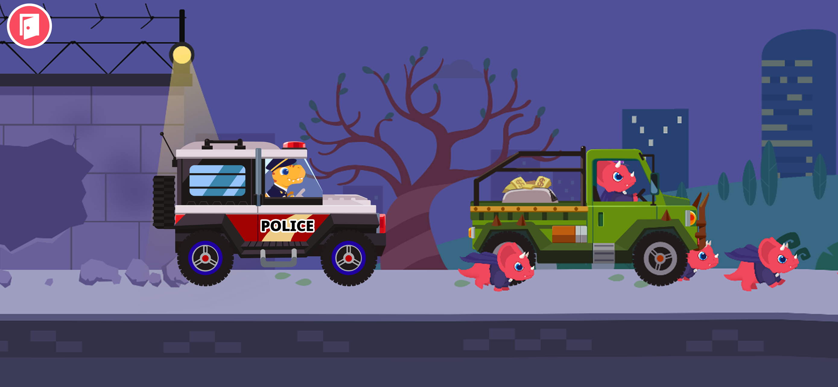 Dinosaur Police Car kids Games