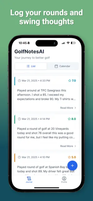 GolfNotesAI screenshot 1