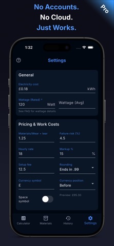3D Printer Cost Calculator iPhone screenshot