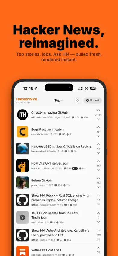 HackerWire for Hacker News screenshot 1