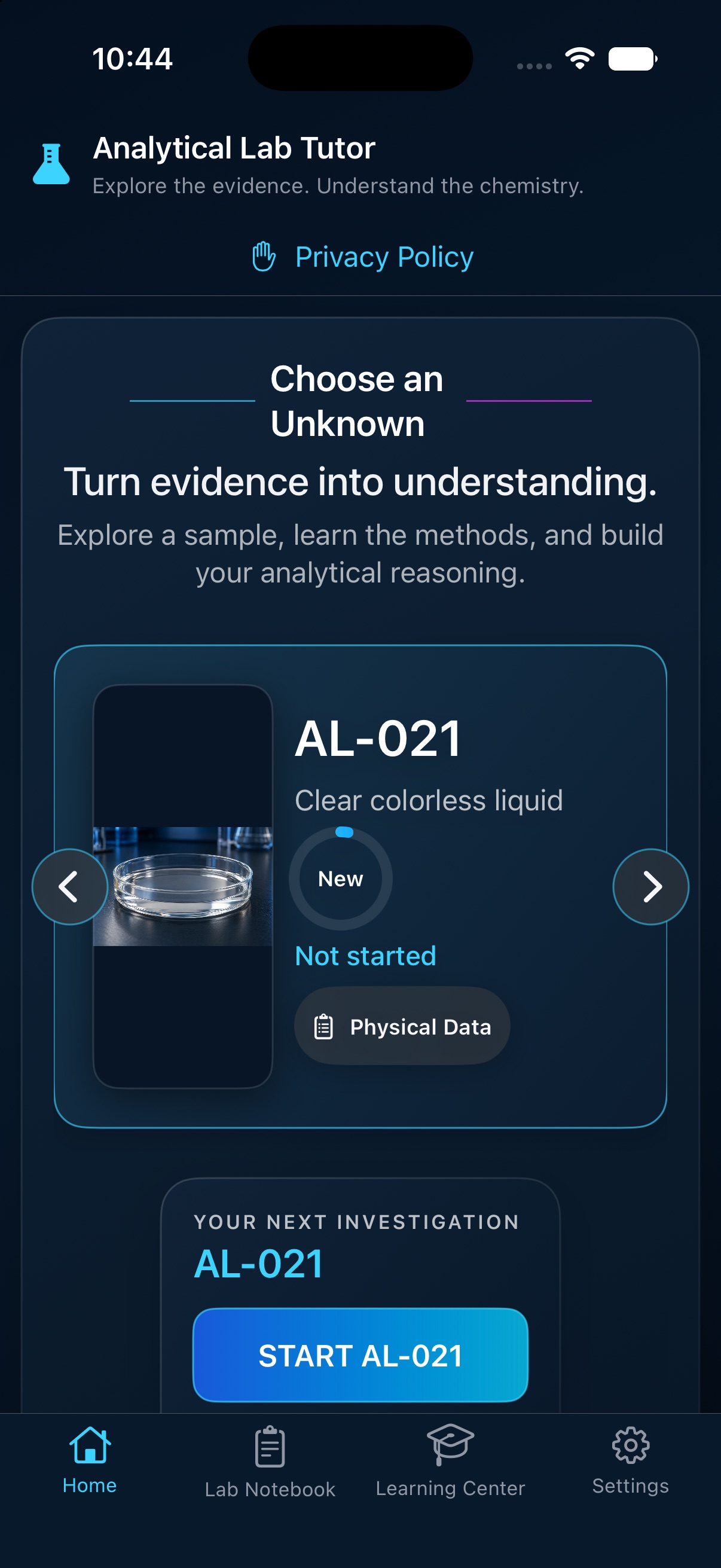 Screenshot 1 of Analytical Lab Tutor