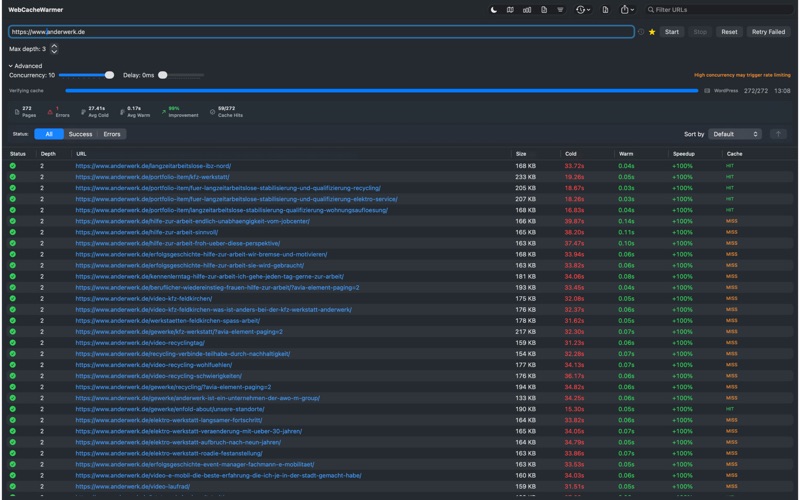 WebCacheWarmer screenshot
