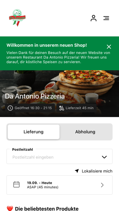Da Antonio Pizzeria app screenshot