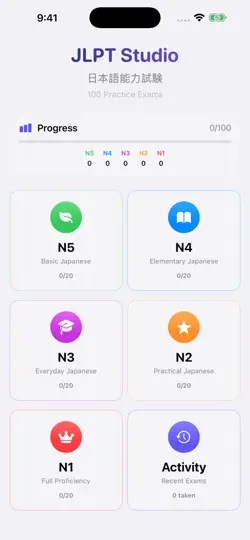 Screenshot von JLPT Studio Exams auf dem iPhone 1