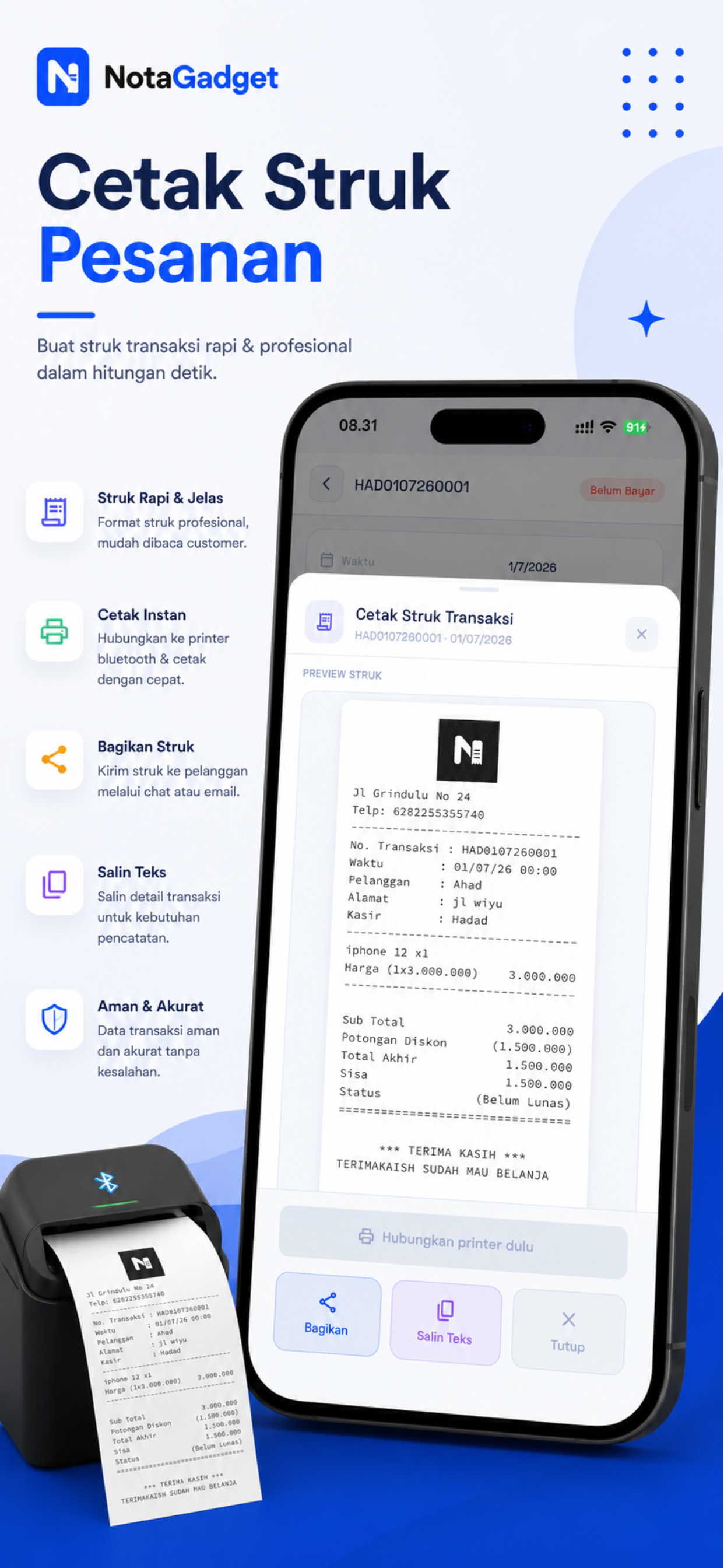 NotaGadget - Kasir Konter HP screenshot 9