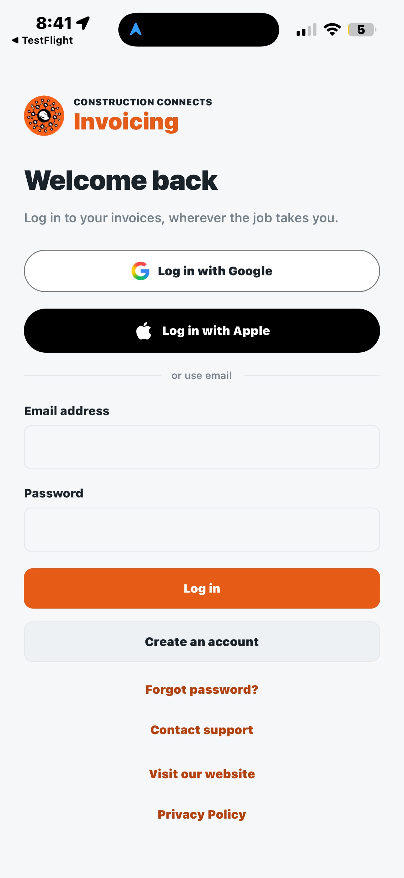 Screenshot 1 of Construction Connects Invoice