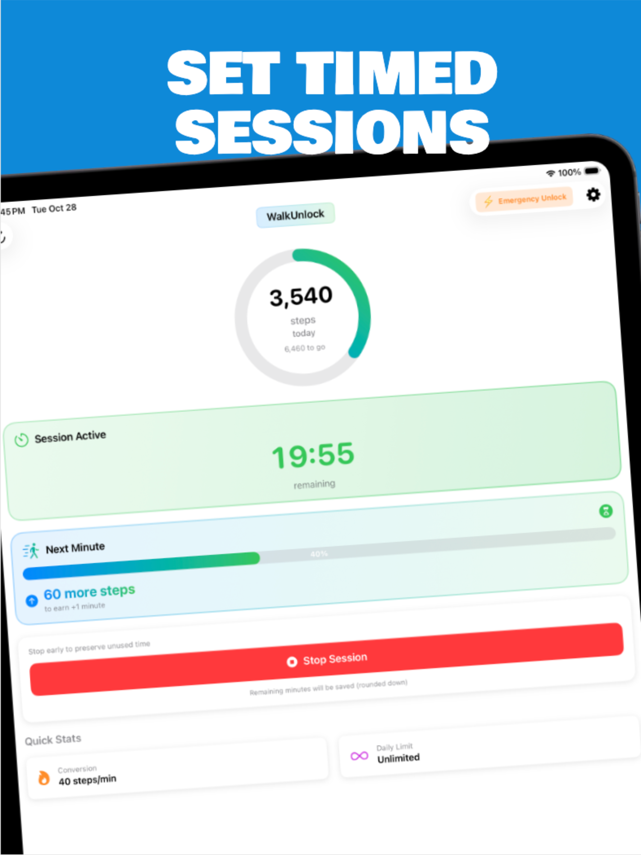WalkUnlock: Reduce Screen Time