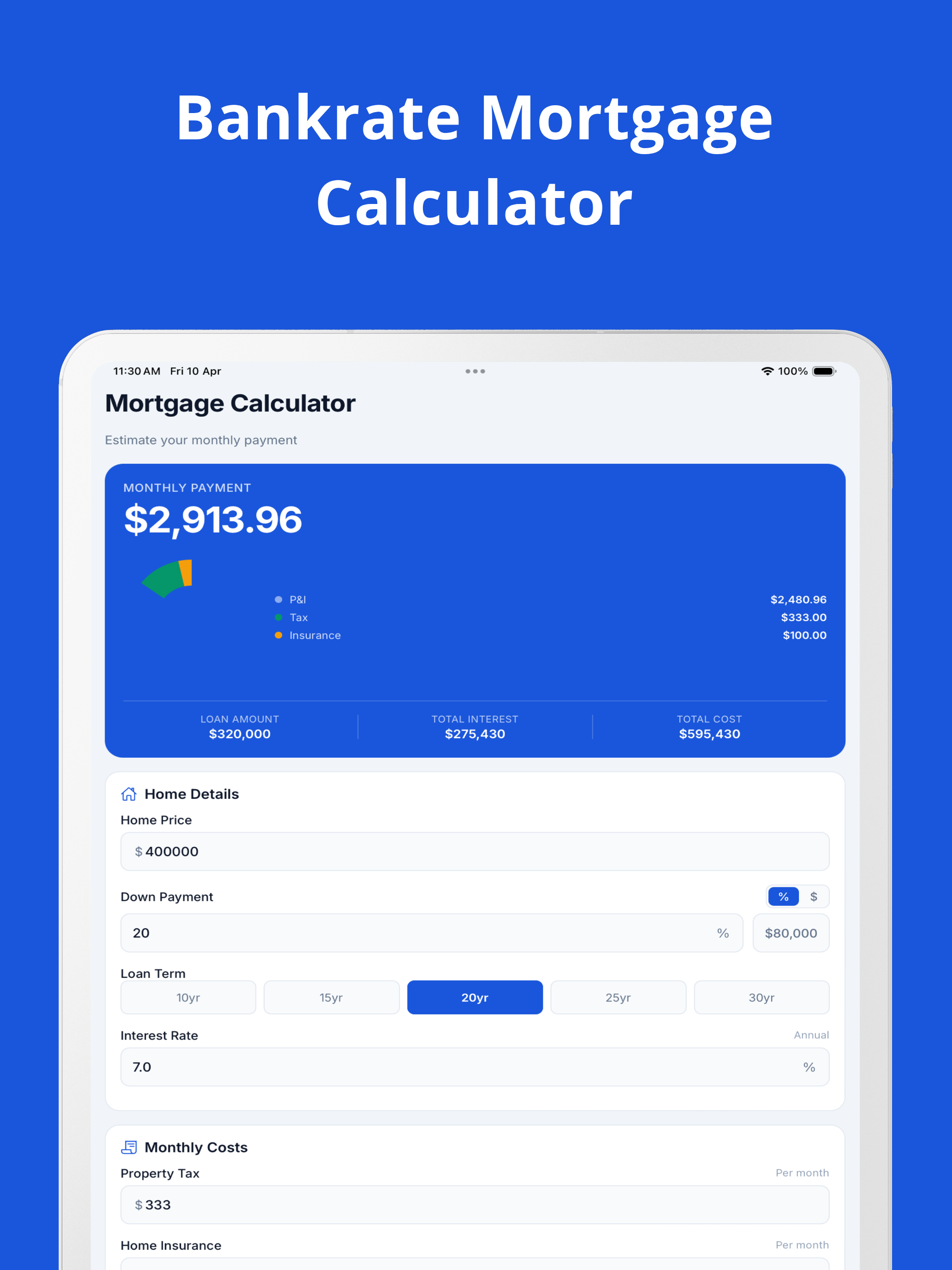 Bankrate Mortgage Calculator