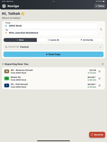Navigo Transport iPad screenshot 1