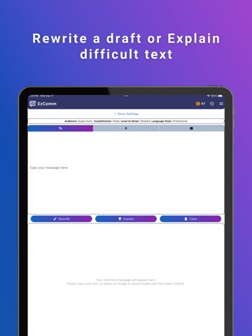 EzComm iPad screenshot