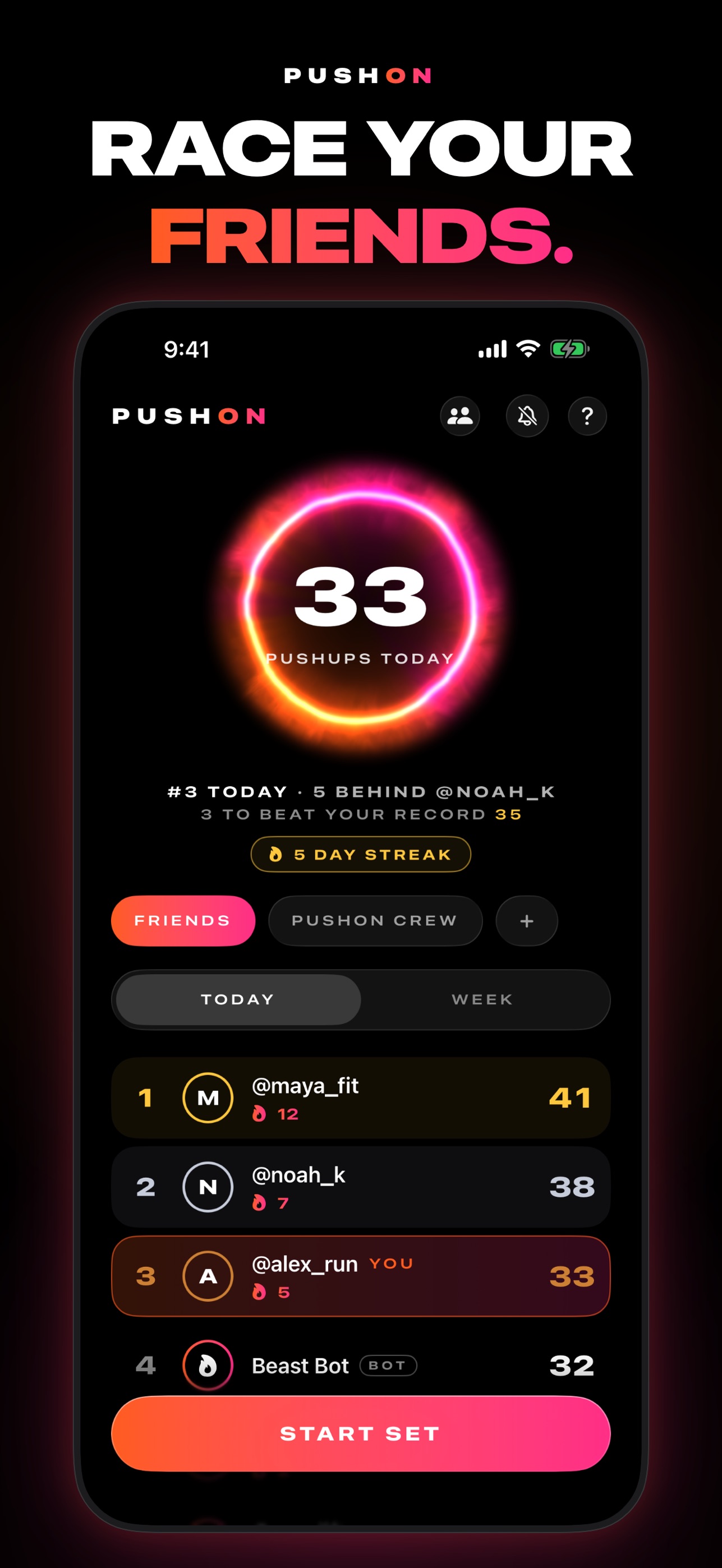 Screenshot 1 of PushOn: Pushup Counter & Coach