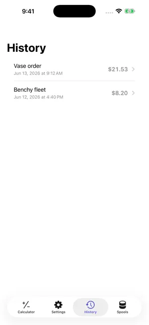 Filamint: 3D Print Cost Calc screenshot 2